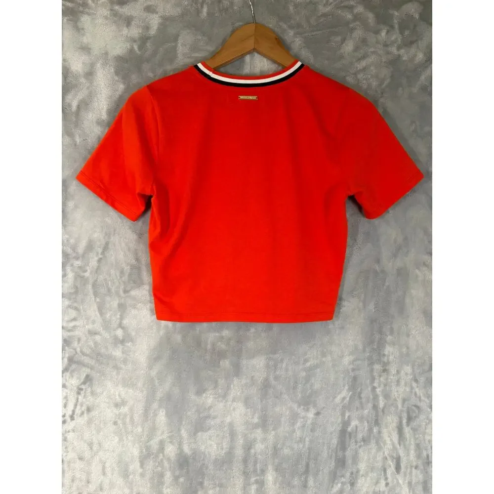 Michael Kors 2025 Sporty Tennis Preppy Cropped Ringer Tee‎ XS Casual Red Shirt